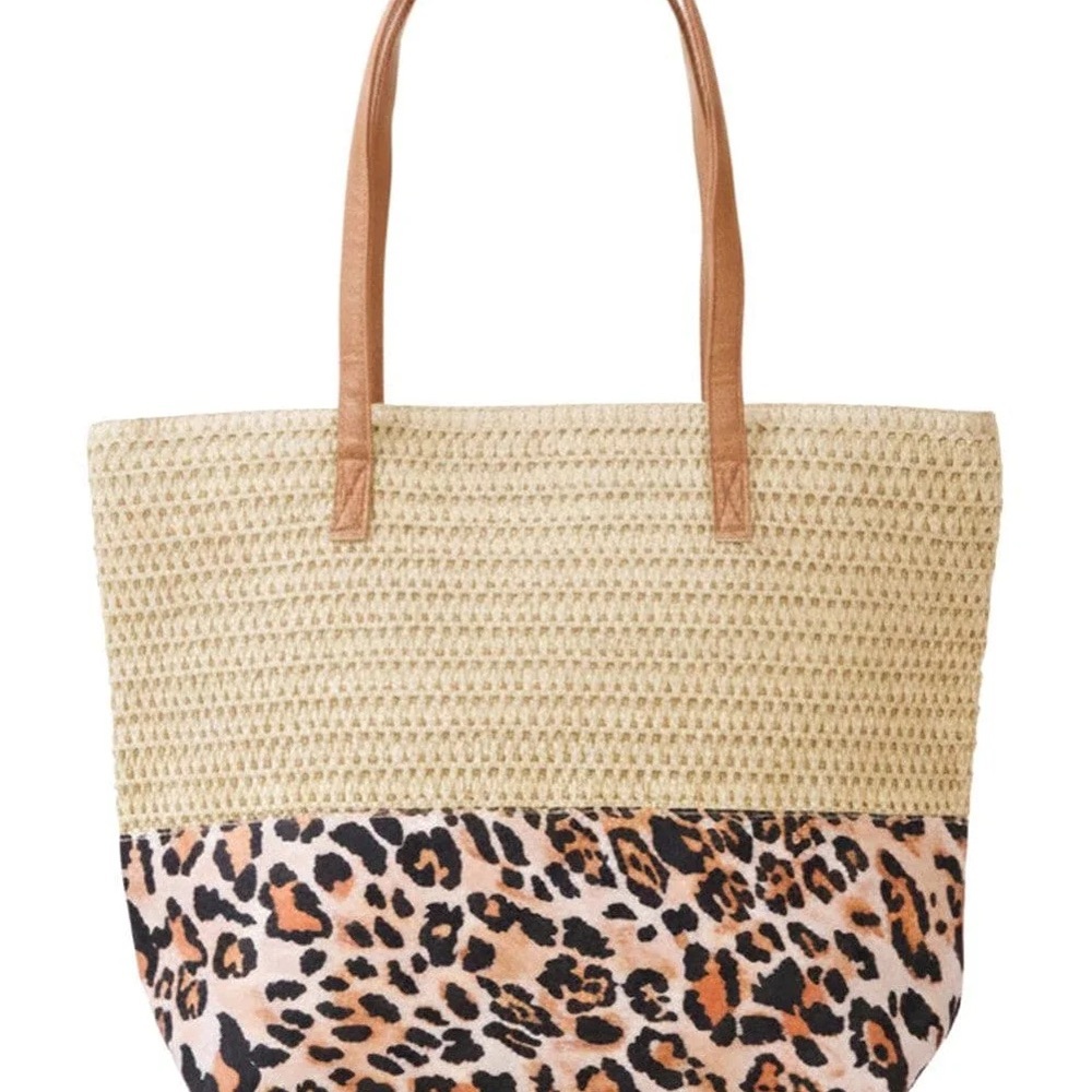 Leopard Print Tan Tote Bag - Picture 4 of 5
